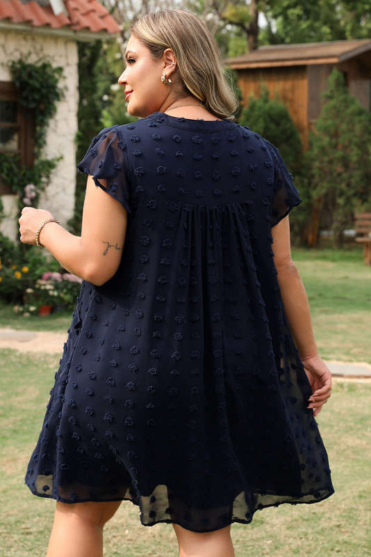 Blue V-Neck Knitted Summer Top with Exposed Seams