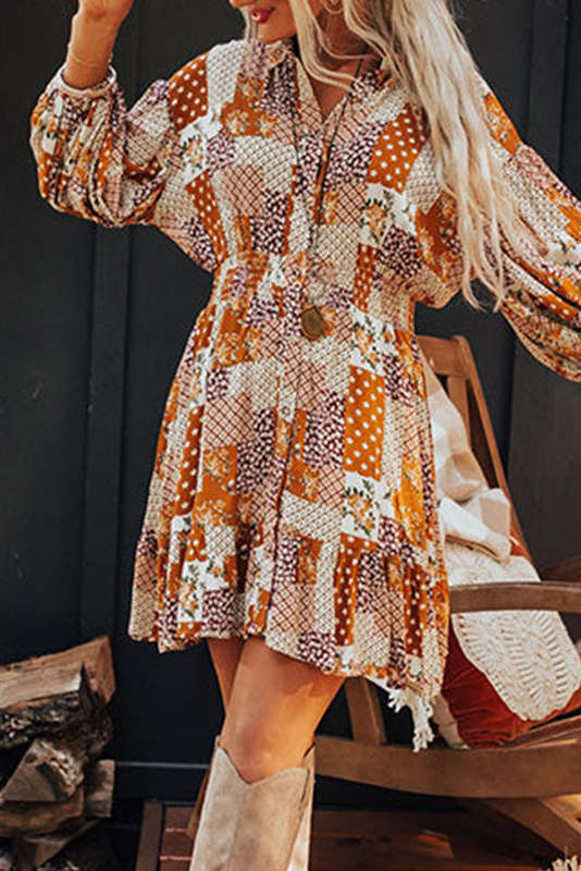 Pink Boho Floral Puff Sleeve Summer Blouse