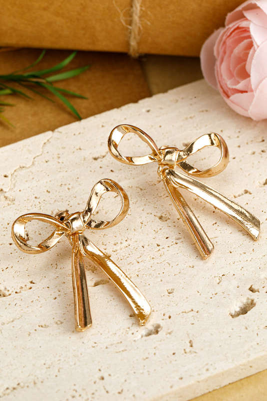 Gold Bow Knot Plated Alloy Stud Earrings