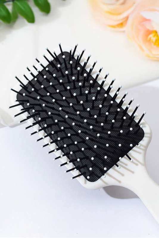 Pink Floral Bow Print Long Handle Air Cushion Comb