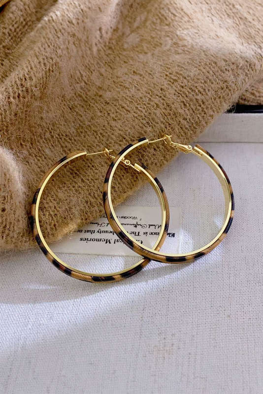 Thai Curry Stainless Alloy Leopard Hoop Earrings