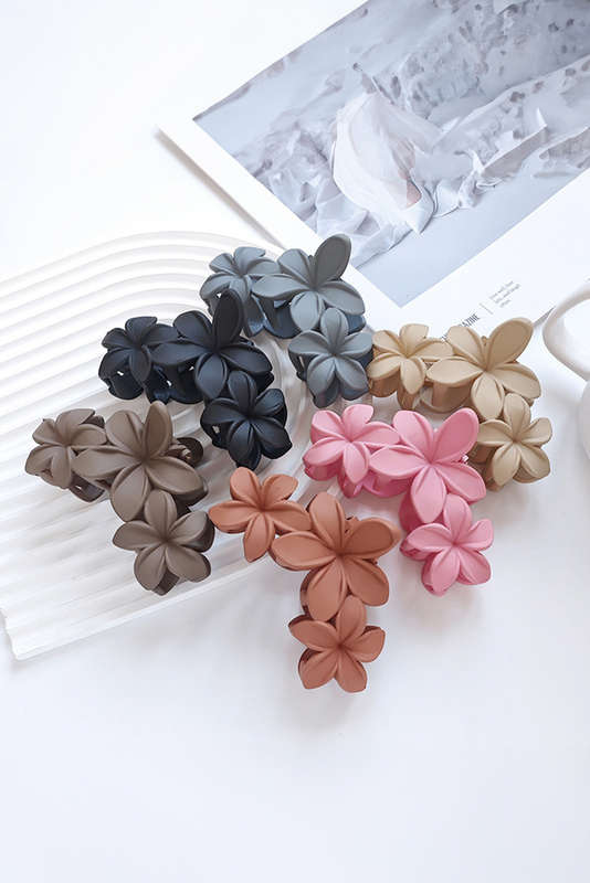 Beige 3D Flower Plastic Resin Hair Claw (Slight Color Variations)