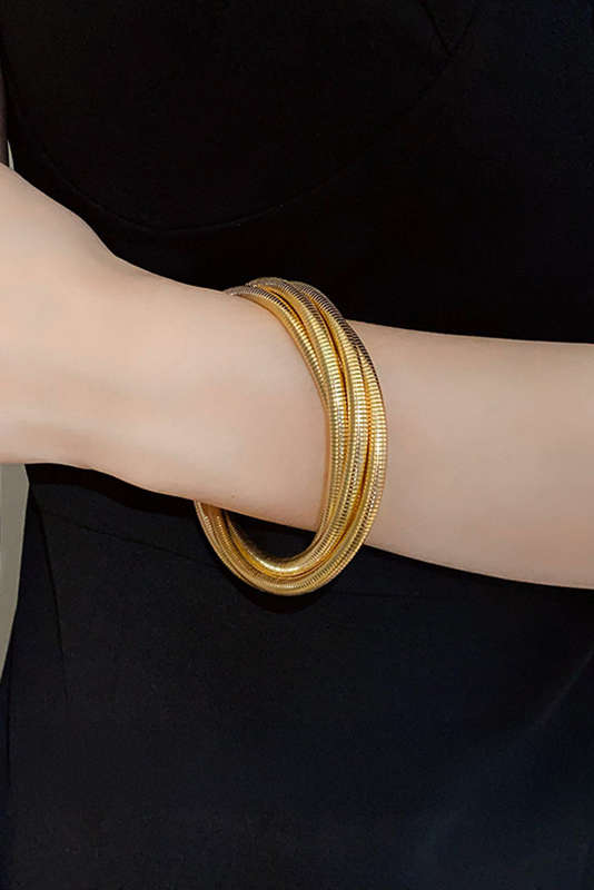 Gold Twist Stacked Exaggerated Alloy Bracelet