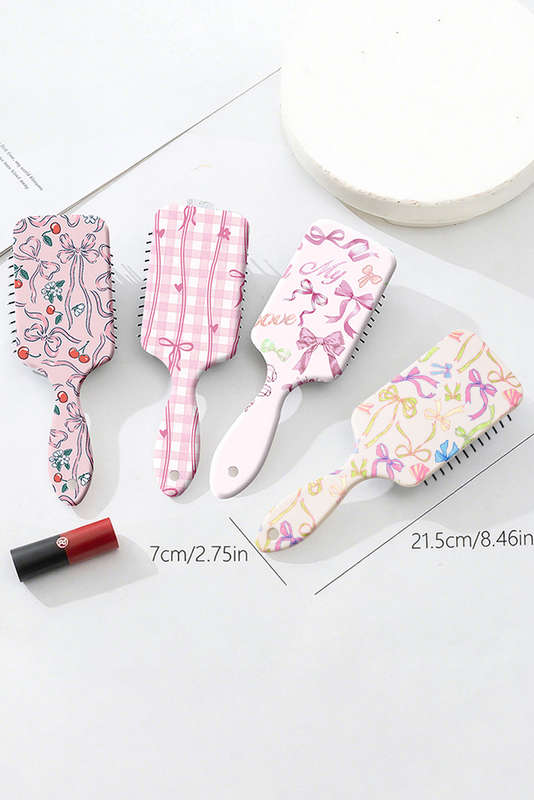 White Multi Ribbon Bow Print Air Cushion Comb