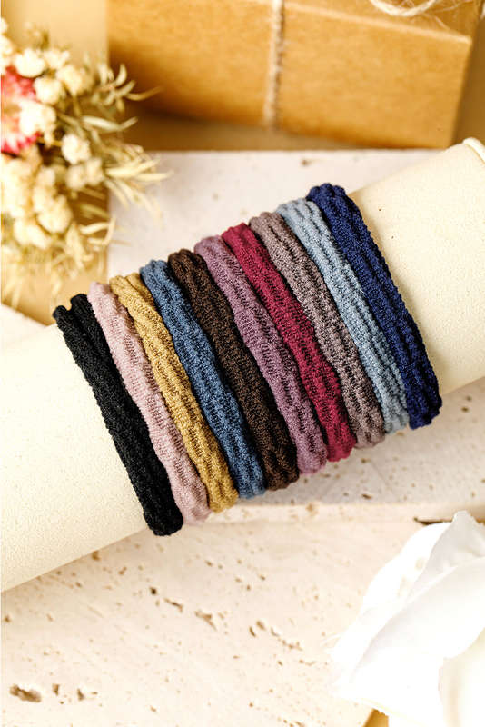 Black 10pcs/pack Elastic Textured Hair Tie