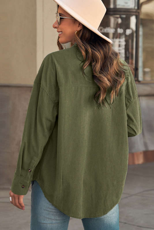 Green Corduroy Button Pocket Shirt