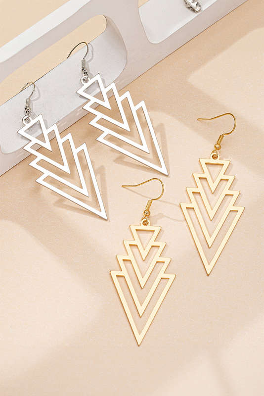 Gold Plated Alloy Geometric Dangle Earrings