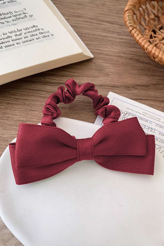 Burgundy Double Bow Scrunchy Hair Tie
