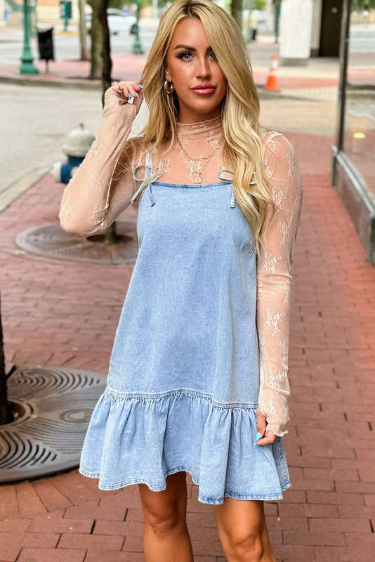 Blue V-Neck Knitted Summer Top with Exposed Seams