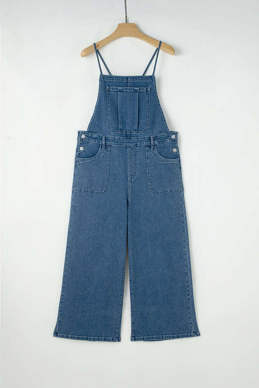 Blue V-Neck Knitted Summer Top with Exposed Seams