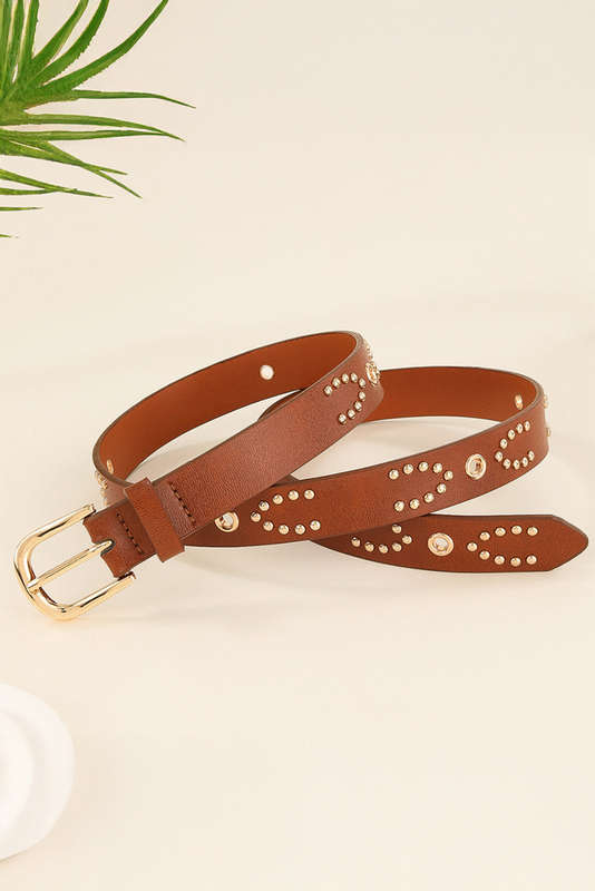 Cinnamon Studded PU Leather Waist Belt