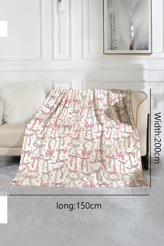 Pink Sweet Bows Print Large Sofa Blanket