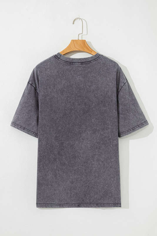 Medium Grey TEXAS Steer Head Graphic Mineral Wash Oversized T Shirt