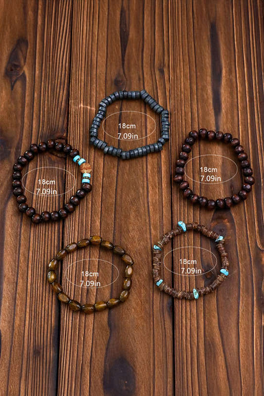 Chestnut Boho Turquoise Wooden Beaded Multi Layer Bracelet