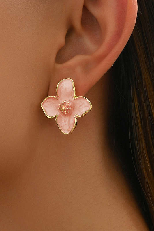 Light Pink Sweet Flower Shape Stud Alloy Earrings