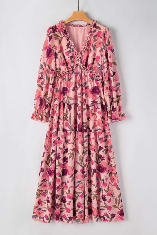 Wild Lotus Ruffle Tiered Maxi Dress