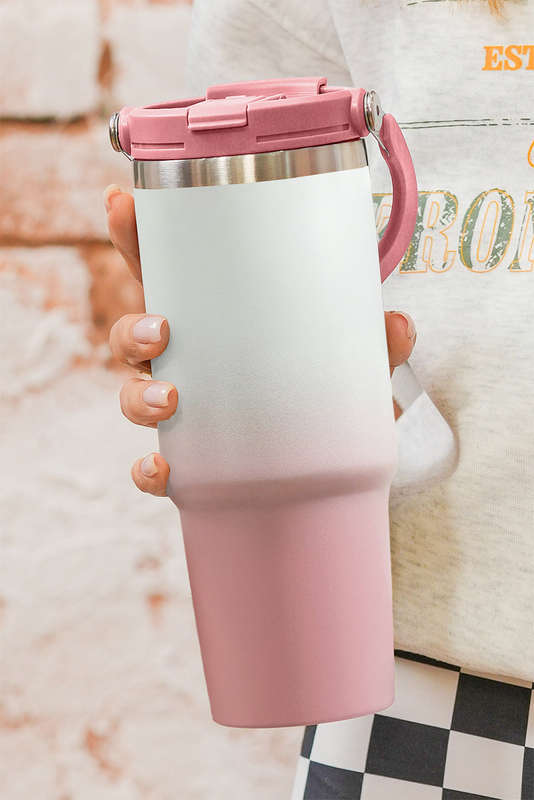 Pink Minimalist Handle Stainless Steel Insulated Cup 30oz