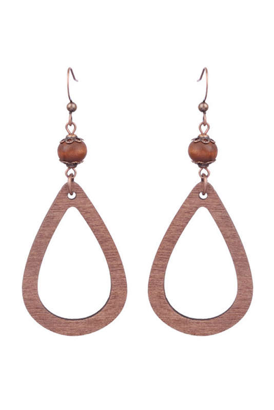 Chestnut Vintage Hollowed Waterdrop Shape Hook Earrings