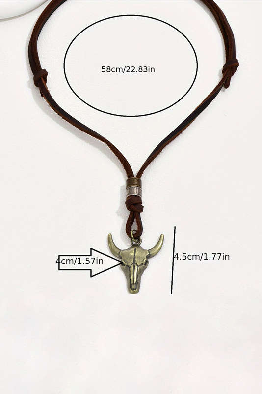 Coffee Western Steer Head Pendant Necklace