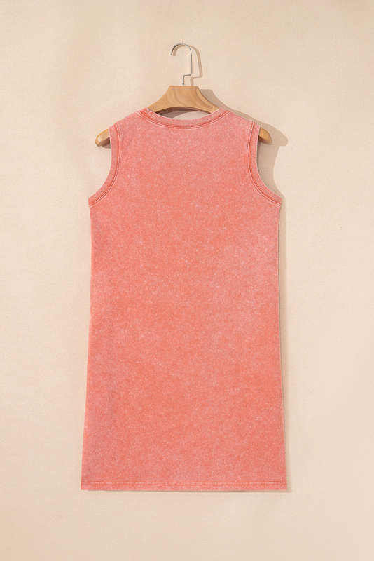 Flamingo Mineral Wash Tank Mini Dress with Pockets