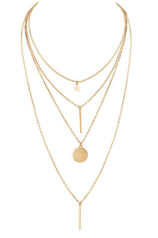 Gold Boho Multi-layered Star Pendant Necklace
