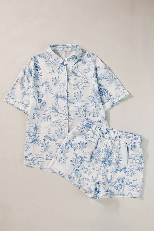 Blue V-Neck Knitted Summer Top with Exposed Seams