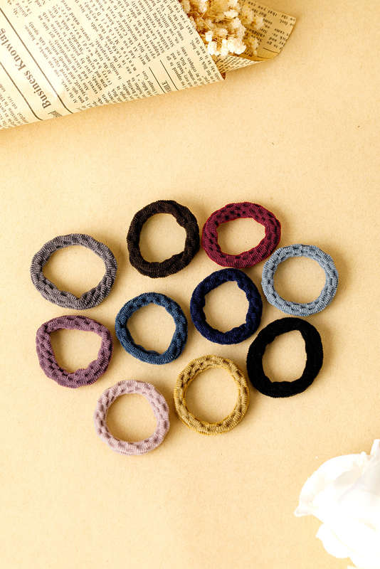 Black 10pcs/pack Elastic Textured Hair Tie