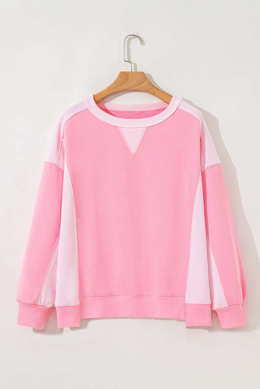 Bonbon 2-tone Color Block Patchwork Drop Shoulder Sweatshirt