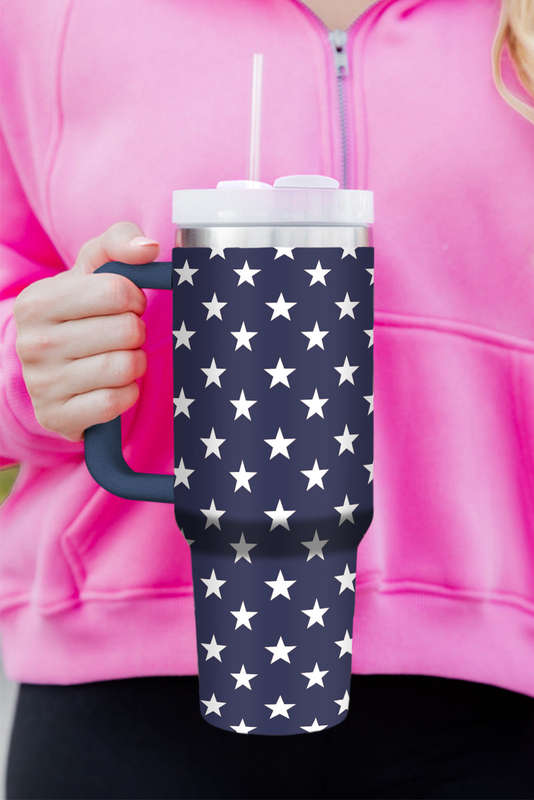 Sail Blue Star Printed Thermos Cup with Handle 40oz