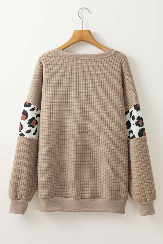 Parchment Leopard Quilted Patchwork Crew Neck Sweatshirt