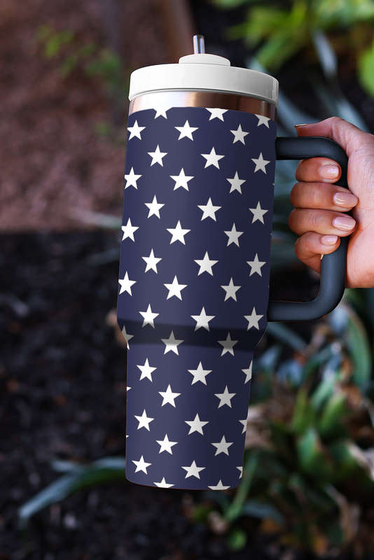 Sail Blue Star Printed Thermos Cup with Handle 40oz