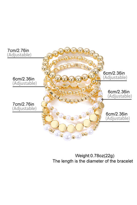 Gold Minimalist Pearl Beaded Multi Layer Elastic Bracelets