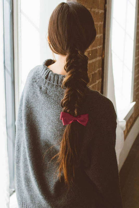 Burgundy Double Bow Scrunchy Hair Tie