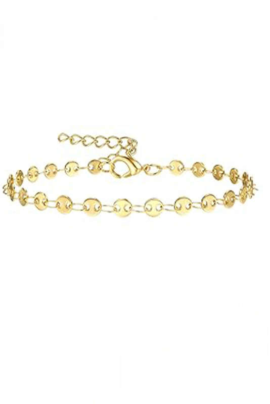 Gold 3Pcs Disc Plated Adjustable Chain Bracelet Set