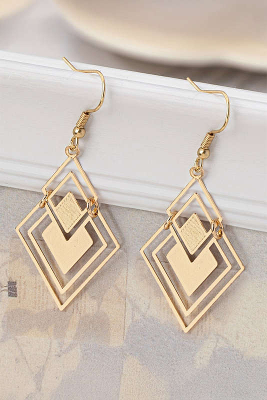 Gold Vintage Geometric Plated Alloy Dangle Earrings