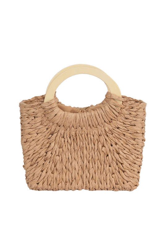 Camel Retro Straw Woven Handle Bag