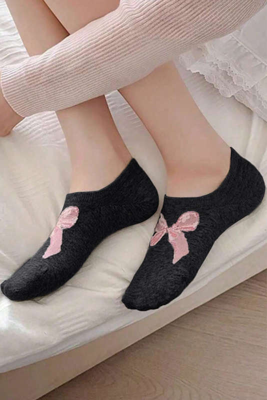 Black Bow Knot Soft No Show Socks
