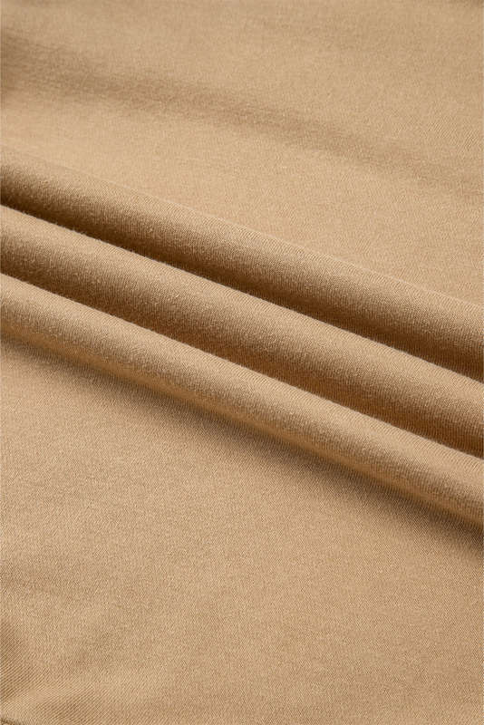 Pale Khaki Solid Patchwork Sleeve Round Neck Sweatshirt