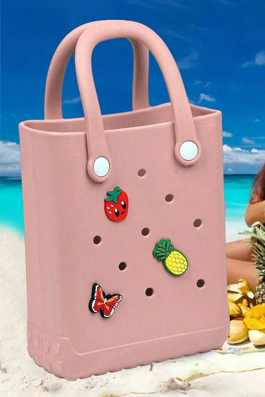 Apricot Pink Waterproof EVA Random Decorations Hollow Tote Bag