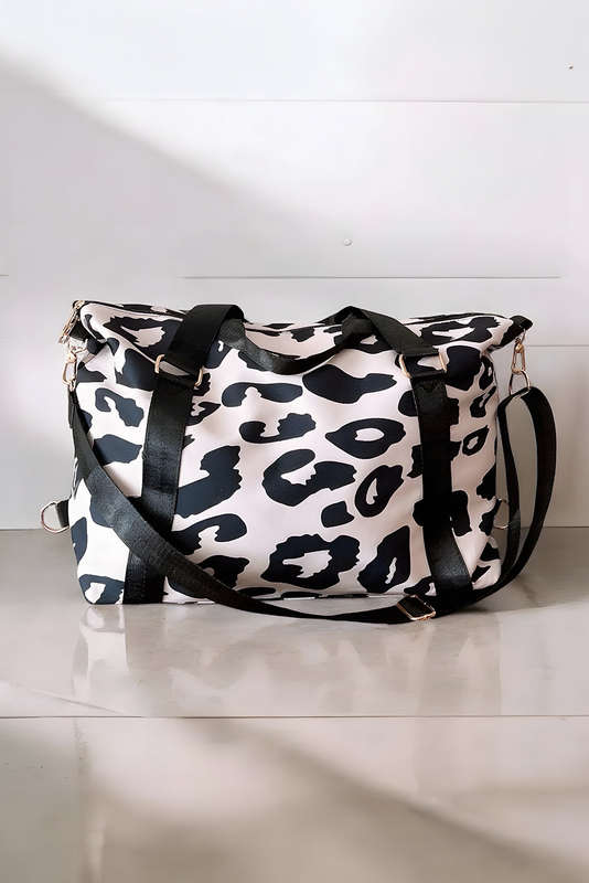 Color black Leopard Print Large Travel Bag