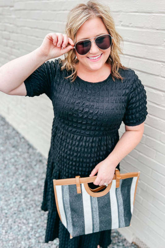 Black Plus Size Textured Tiered Short Sleeve Maxi Dress