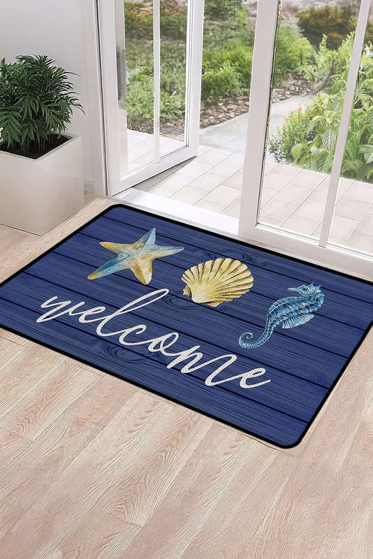 Bluing Welcome Beach Theme Pattern Non Slip Door Mat