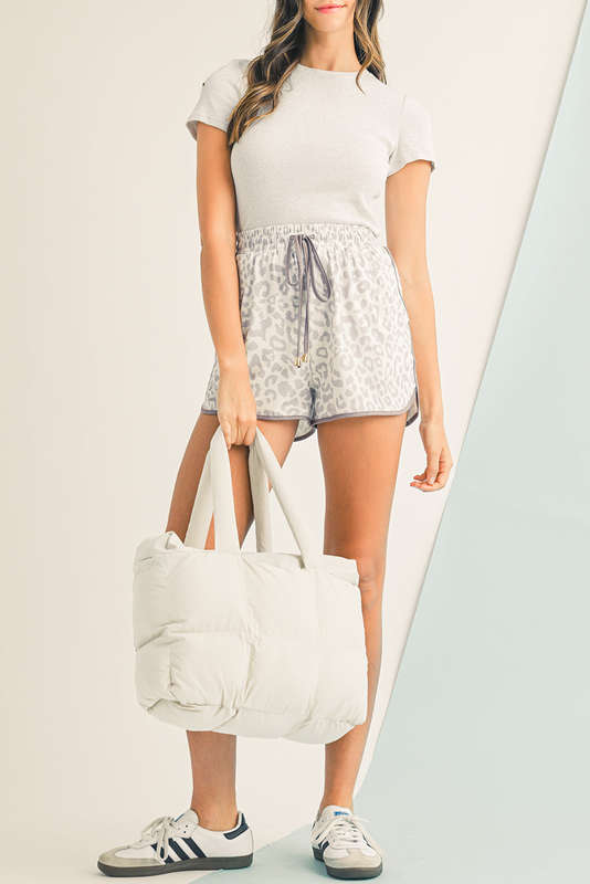 White Solid Quilted Puffy Zipped Large Tote Bag