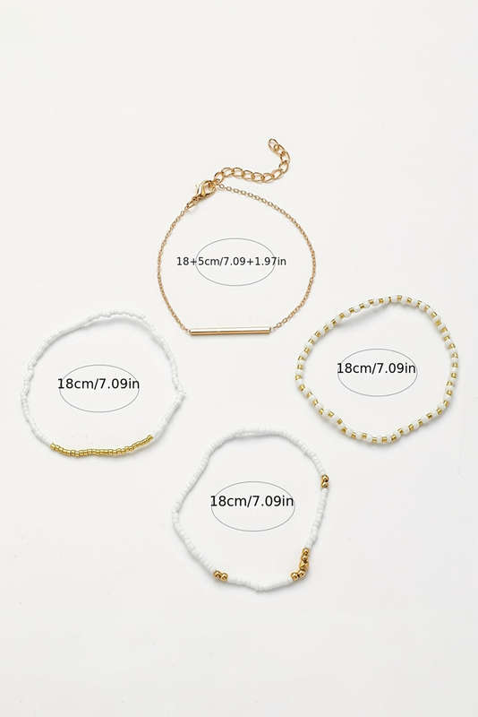 Gold Tiny Beaded Multi Layer Bracelet Set