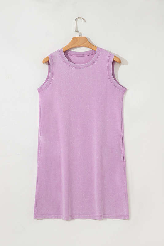 Phalaenopsis Mineral Wash Tank Mini Dress with Pockets