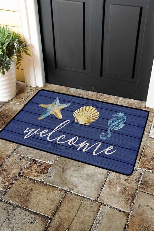 Bluing Welcome Beach Theme Pattern Non Slip Door Mat