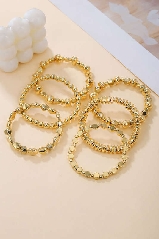 Gold Alloy Plated 6pcs Irregular Beading Bracelet
