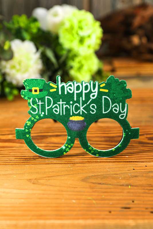 Green St. Patricks Day Clover Glasses Frame