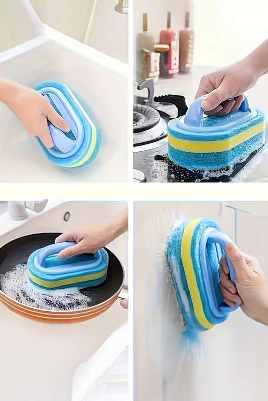 Sky Blue Multifunctional Sponge Clean Brush with Handle