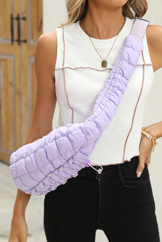 Wisteria Marshmallow Quilted Drawstring Decor Sling Bag